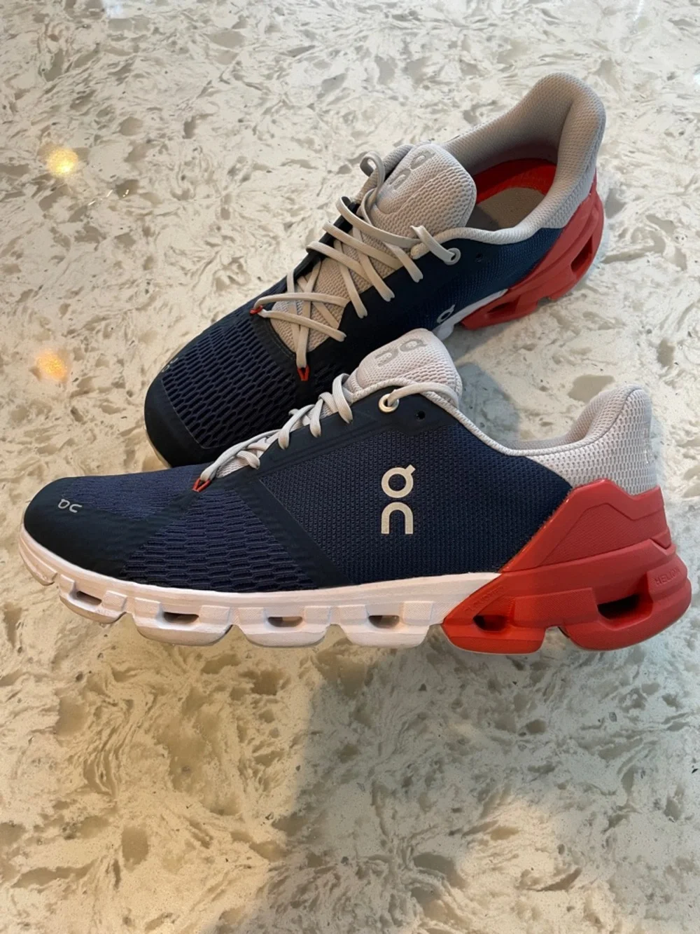 On Running Men’s Cloudflyer Shoes - Navy/Gray/Red-orange - Picture 6 of 9